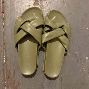 Anthropologie Olive Green Slide Sandals